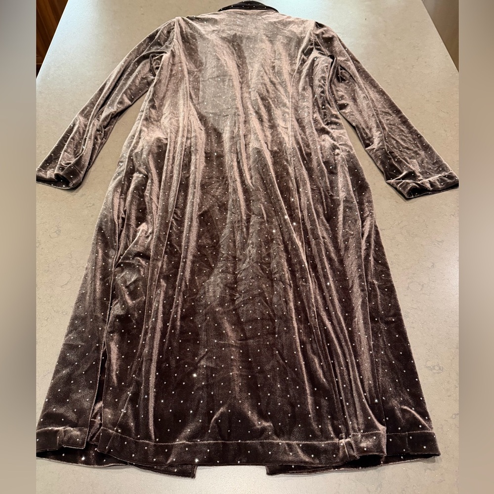 Skies Are Blue Velvet Long Coat with Studded Detail Sz: M - Picture 9 of 12
